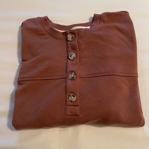 Lou & Grey cozy cotton terry Henley sweatshirt